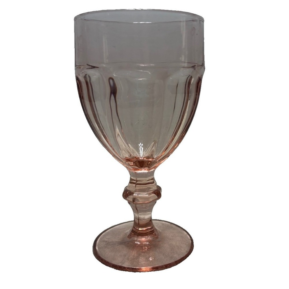 Vintage Libbey Gibraltar Duratuff Pink Glass Goblet 7 in 8oz